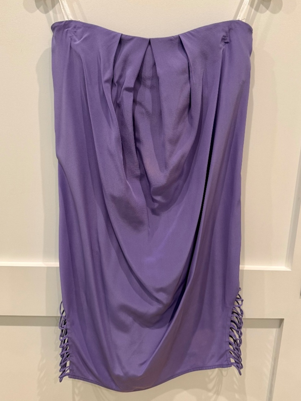Vintage Zimmermann Purple 100% Silk Draped Mini Dress Size 1 Cutout Lattice